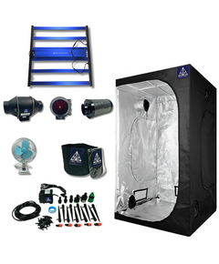 Medium Complete Grow Set: Includes Medium Grow Tent, 500W Grow Light, Ventilation System Kit, Fan, Electric Watering Kit, and 3 Grow Pots, ideal for indoor gardening with high-quality components and efficient features.