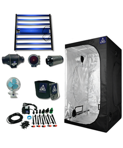 Large Complete Grow Set: Includes Large Grow Tent, 700W Grow Light, Ventilation System Kit, Fan, Electric Watering Kit, and 3 Grow Pots, ideal for indoor gardening with high-quality components and efficient features.