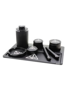 Treez Club Black Premium Accessories Case, a stylish and comprehensive set designed for herb storage and use.