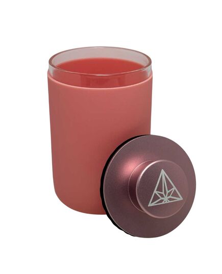 Treez Club Stash Jar, 10 cm Glasbehälter mit Aluminiumdeckel, in vier Farben erhältlich: Rosé, Gold, Schwarz, Grau.
