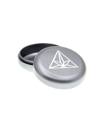 CannaPuck Storage Aluminium-Kräuterbehälter, 55 mm Durchmesser und 23 mm Höhe, langlebig und ideal für die Aufbewahrung von Kräutern, stilvoll und tragbar.