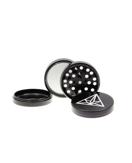 Treez Club black classic 63 mm 4-piece aluminum herb grinder, showcasing its high quality and durable construction with sharp teeth for efficient grinding