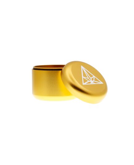 A set of Treez Club Herb Container Stash Jars in black, space grey, gold, and rose, each in a stylish box, perfect for gifting to friends or family who appreciate premium smoking accessories