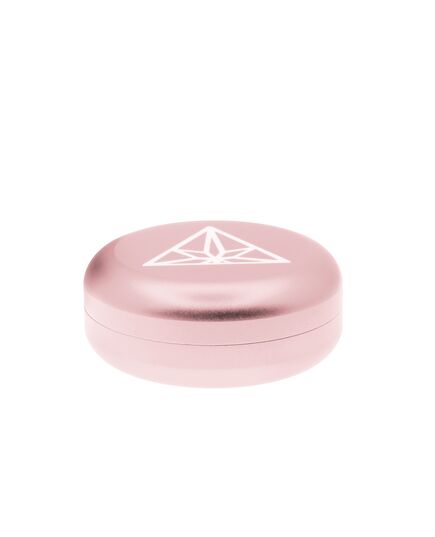 Close-up of the Treez Club CannaPuck Storage Jar in rose, highlighting its waterproof and smell-proof threading design, ensuring herbs stay fresh and dry