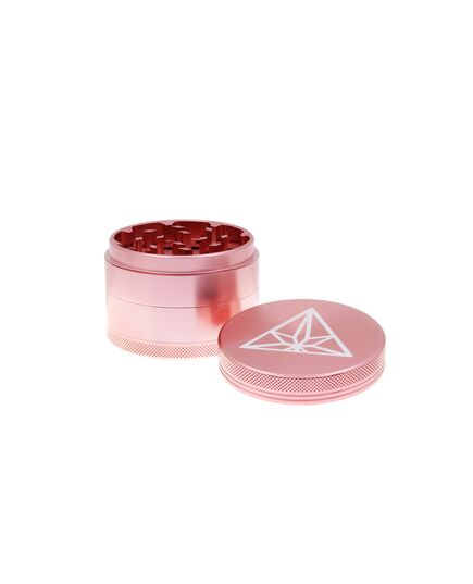 Close-up of the Treez Club 63 mm 4-piece herb grinder, highlighting its precise aluminum build and strong neodymium magnet for secure closure.