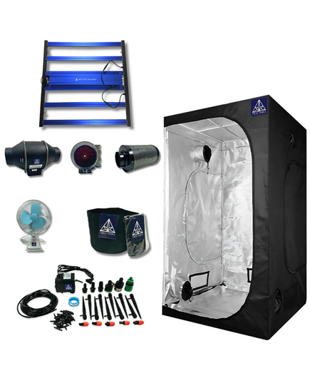 Medium Complete Grow Set: Includes Medium Grow Tent, 500W Grow Light, Ventilation System Kit, Fan, Electric Watering Kit, and 3 Grow Pots, ideal for indoor gardening with high-quality components and efficient features.