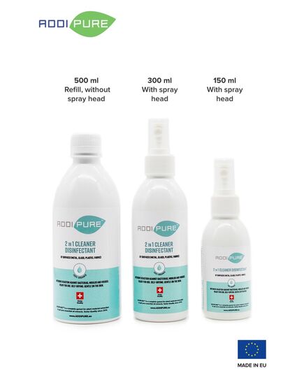 Produkt_ADDIPURE 2in1 Cleaner Disinfectant, 300ml Rundflasche mit Fingerzerstäuber. Intensive und schnelle Wirkung gegen Bakterien, Keime, Viren und Schimmelpilz., Menge: 300 ml_, 10 image_Cannadusa_Marktplatz_Kaufen