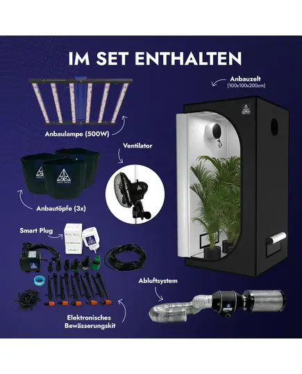 Produkt_Treez Tools Komplettes Grow Set Medium – Komplettes Indoor-Grow-Kit mit Grow-Zelt, LED-Beleuchtung, Belüftungssystem und Zubehör_, 2 image_Cannadusa_Marktplatz_Kaufen