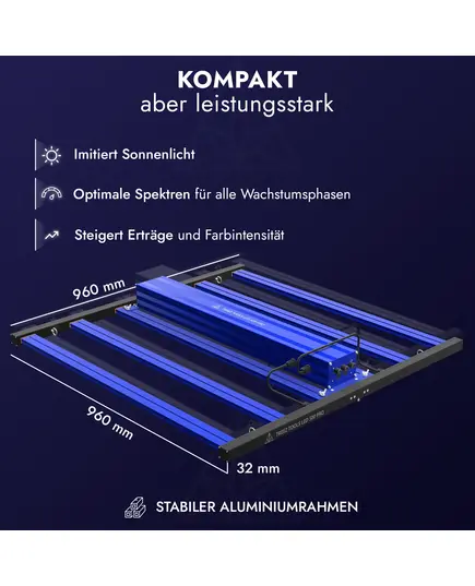 Produkt_Treez Tools Grow Light LED 500 PRO – Energieeffiziente Vollspektrum-LED-Grow-Lampe mit Samsung LM301B- und Epistar-Chips, 2,9 μmol/j Effizienz, dimmbar 0-10V, EU-Stecker, ideal für Vegetations- und Blütephasen_, 6 image_Cannadusa_Marktplatz_Kaufen