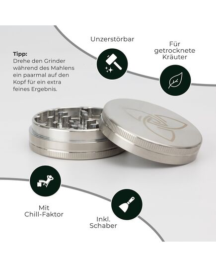 Product_Edelstahl Grinder 2-teilig 63mm glänzend, 2 image_Cannadusa_Marketplace_Buy